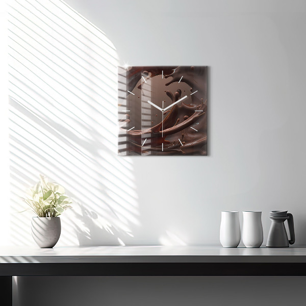Square glass wall clock Cocoa waves