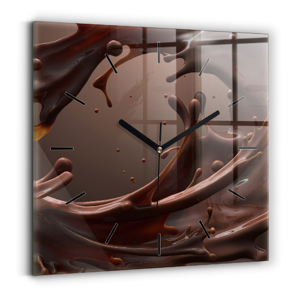 Square glass wall clock Cocoa waves