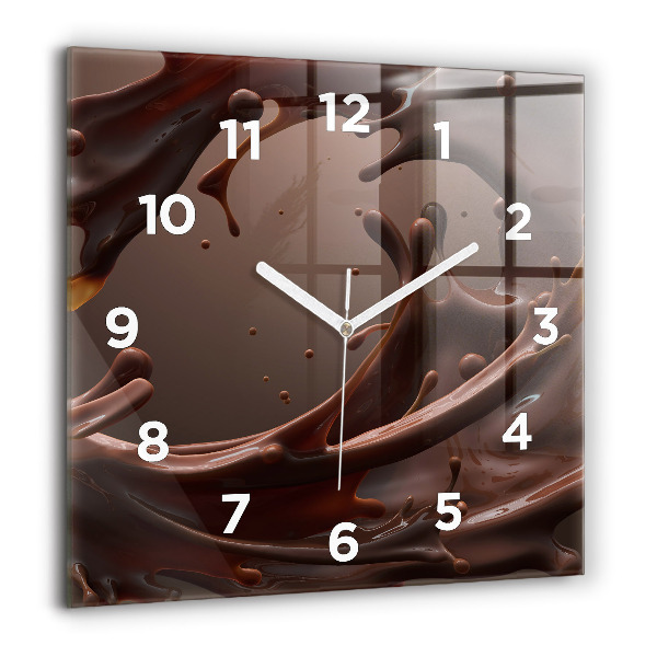Square glass wall clock Cocoa waves