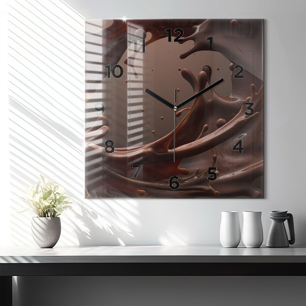 Square glass wall clock Cocoa waves