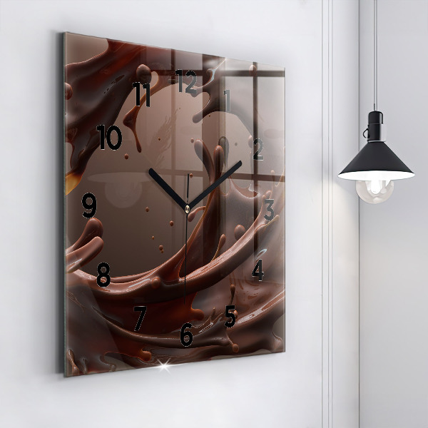Square glass wall clock Cocoa waves