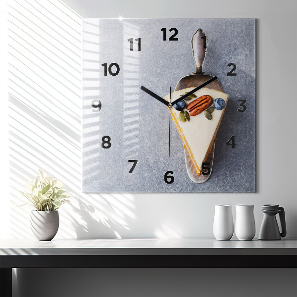Square glass wall clock A piece of cake