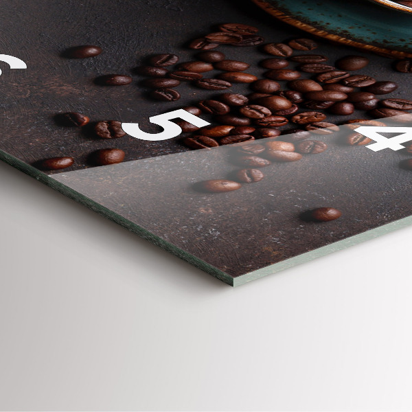 Square glass wall clock A cup of coffee