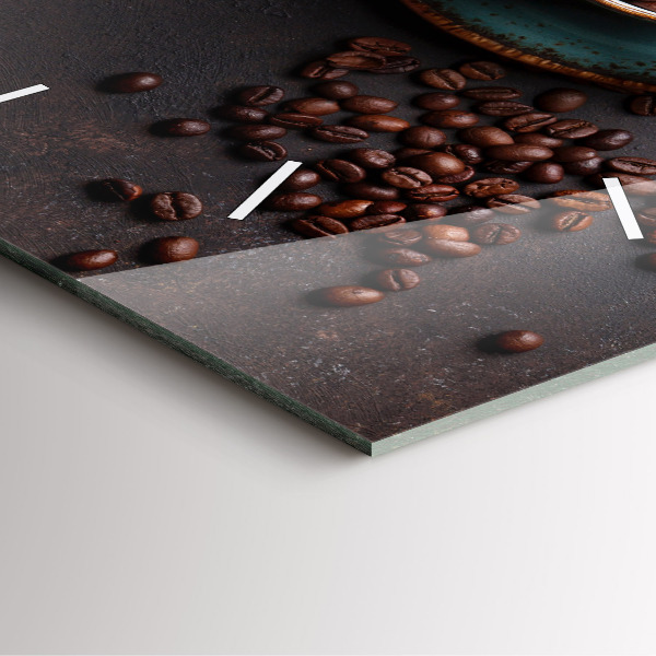 Square glass wall clock A cup of coffee