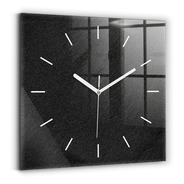Square glass wall clock Dark rock