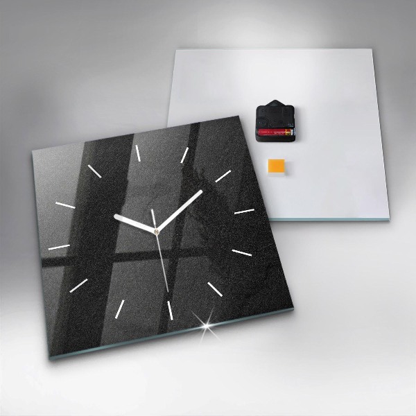 Square glass wall clock Dark rock