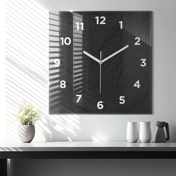 Square glass wall clock Dark rock