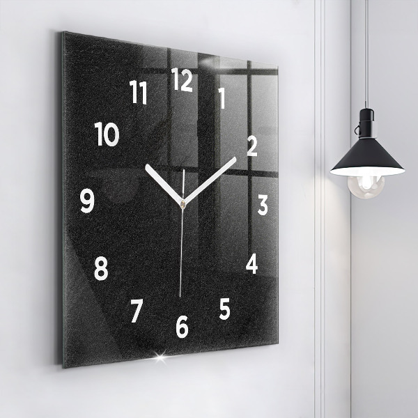 Square glass wall clock Dark rock