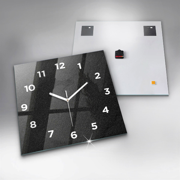 Square glass wall clock Dark rock