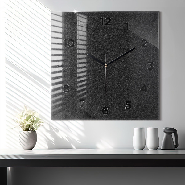 Square glass wall clock Dark rock