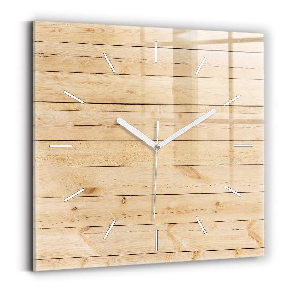 Square glass wall clock Wooden boards