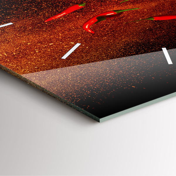 Square glass wall clock Chili peppers