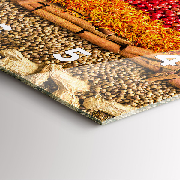 Square glass wall clock Rows of spices