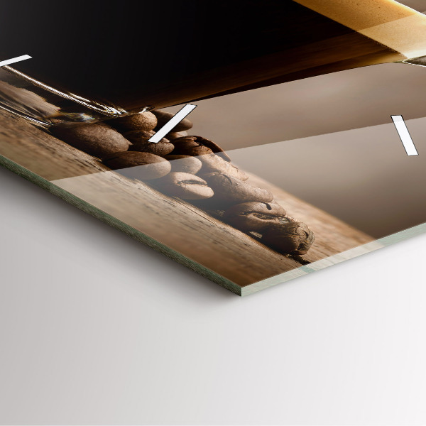 Square glass wall clock A cup of coffee