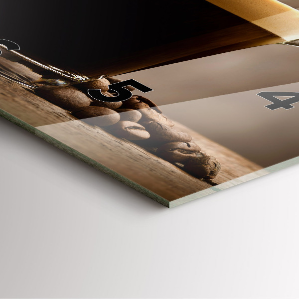 Square glass wall clock A cup of coffee