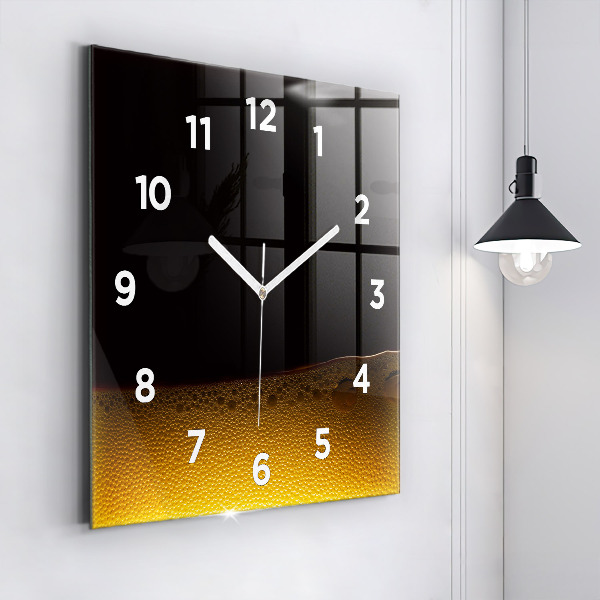 Square glass wall clock Orange juice