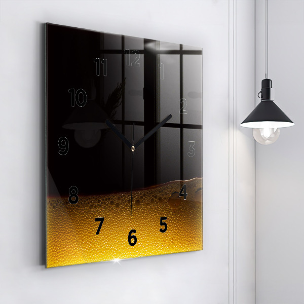 Square glass wall clock Orange juice