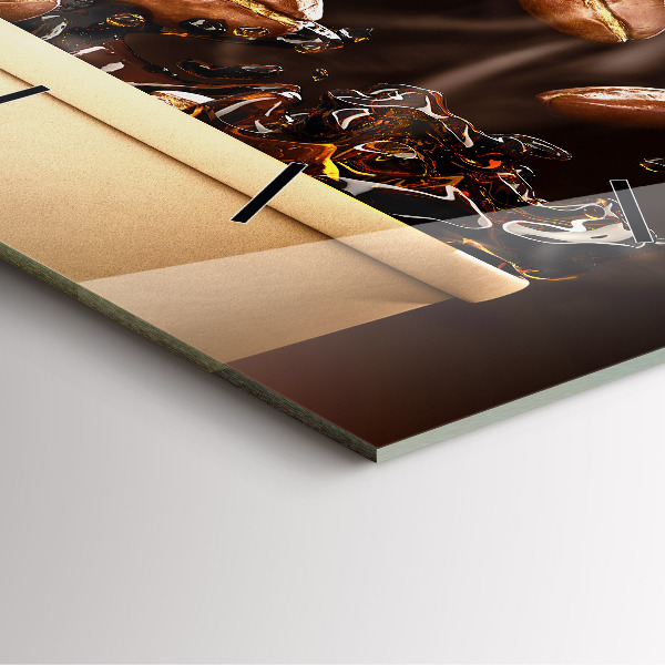 Square glass wall clock Hot coffee