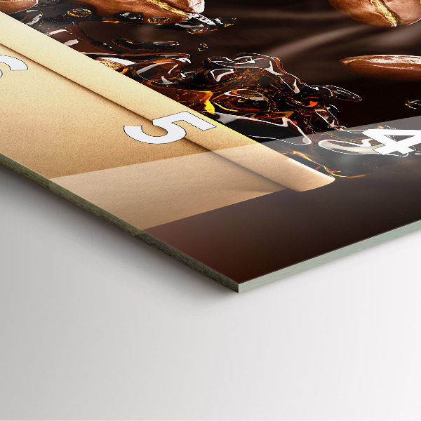 Square glass wall clock Hot coffee