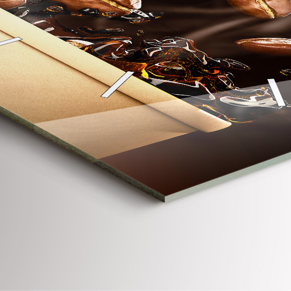 Square glass wall clock Hot coffee