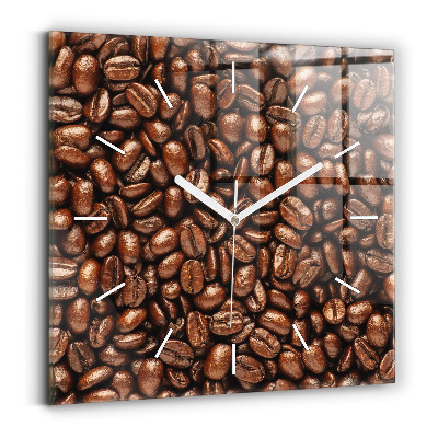 Square glass wall clock Coffee beans