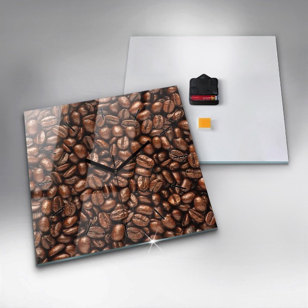 Square glass wall clock Coffee beans