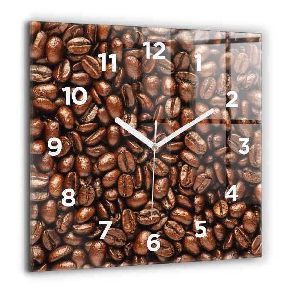 Square glass wall clock Coffee beans