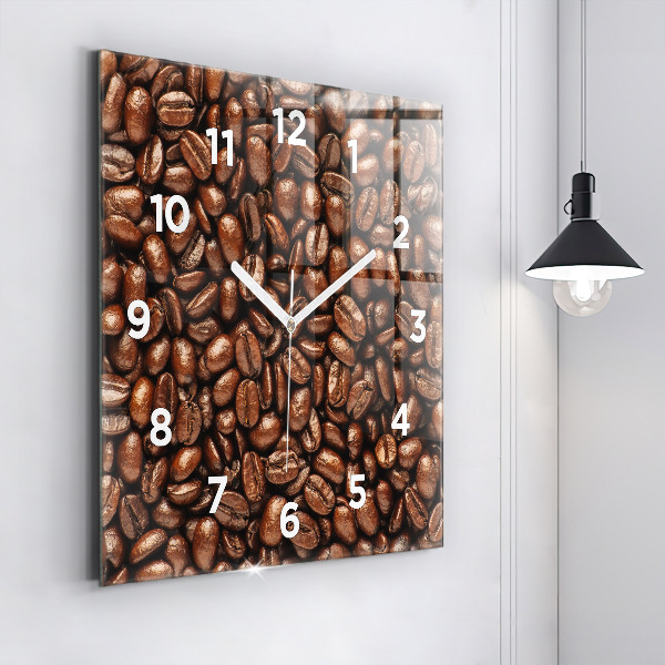 Square glass wall clock Coffee beans