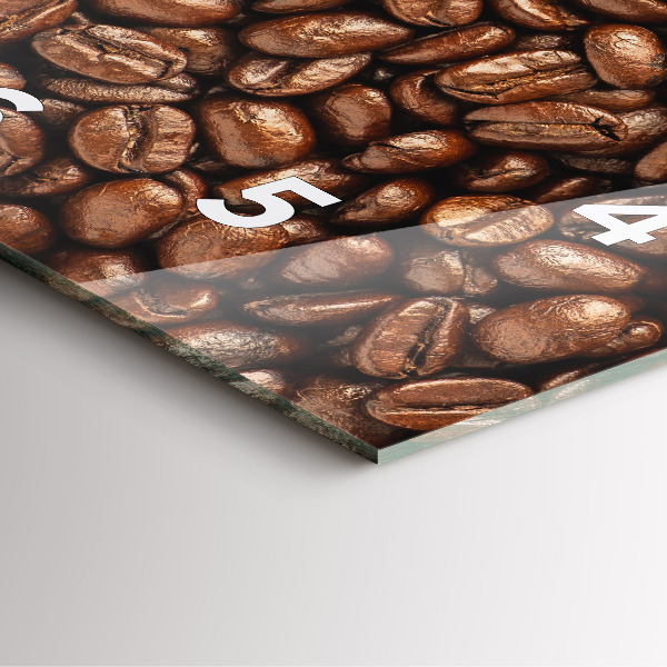 Square glass wall clock Coffee beans