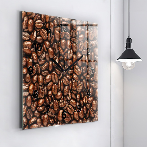 Square glass wall clock Coffee beans