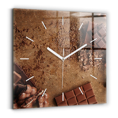 Square glass wall clock Chocolate bars