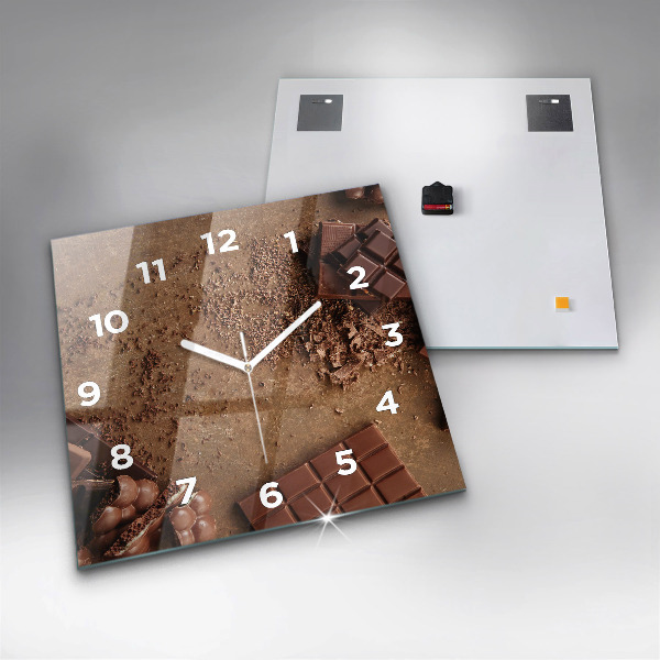 Square glass wall clock Chocolate bars