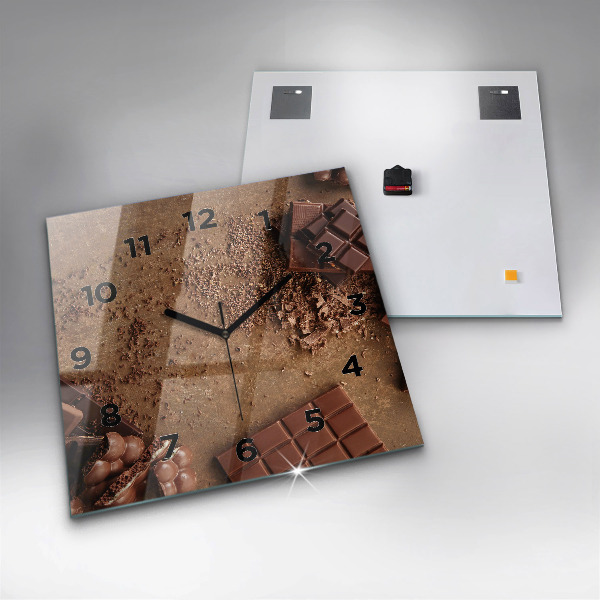 Square glass wall clock Chocolate bars