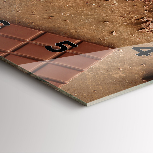 Square glass wall clock Chocolate bars