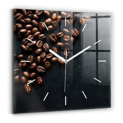 Square glass wall clock Coffee beans