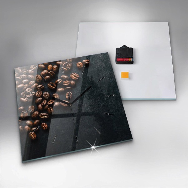 Square glass wall clock Coffee beans