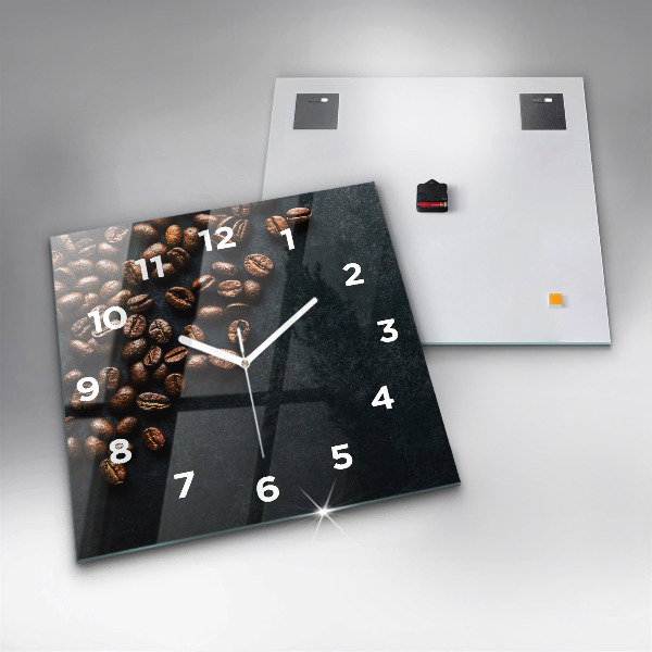 Square glass wall clock Coffee beans