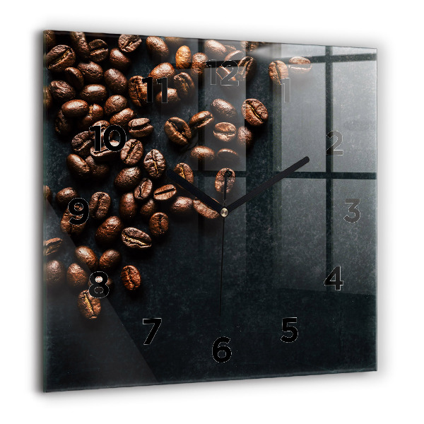 Square glass wall clock Coffee beans