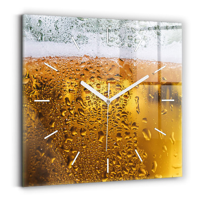 Square glass wall clock A mug of beer
