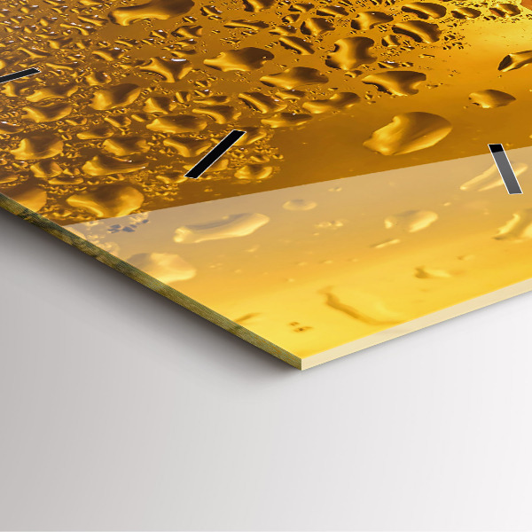 Square glass wall clock A mug of beer