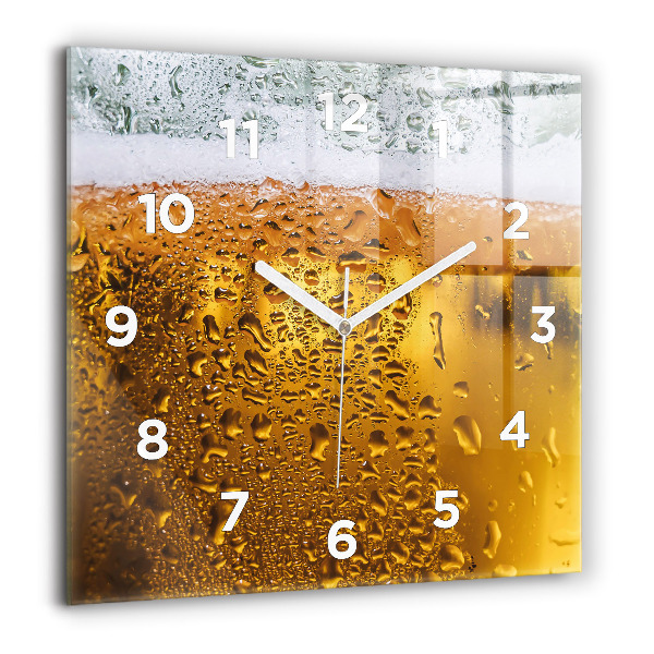 Square glass wall clock A mug of beer