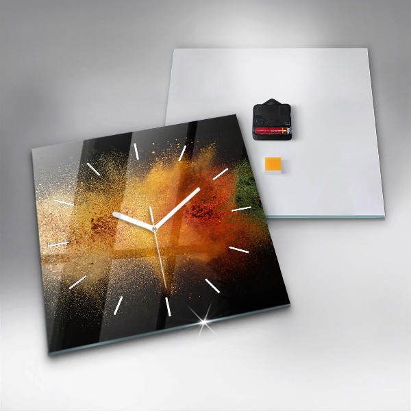 Square glass wall clock Spices scattered