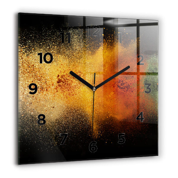 Square glass wall clock Spices scattered