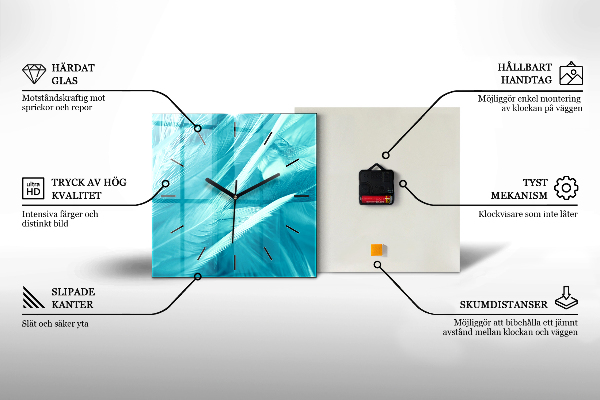 Square glass wall clock Forest sunrise