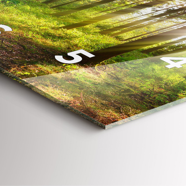 Square glass wall clock Forest sunrise