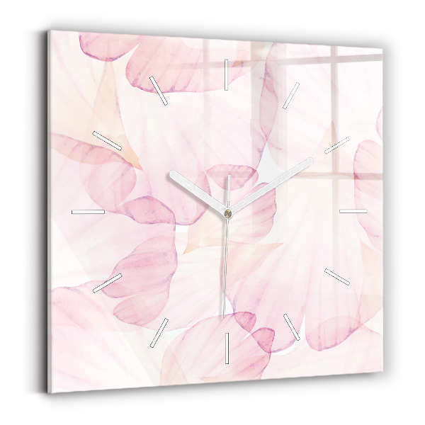 Square glass wall clock Watercolor petals