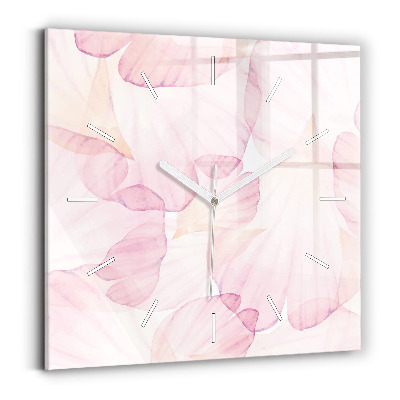 Square glass wall clock Watercolor petals
