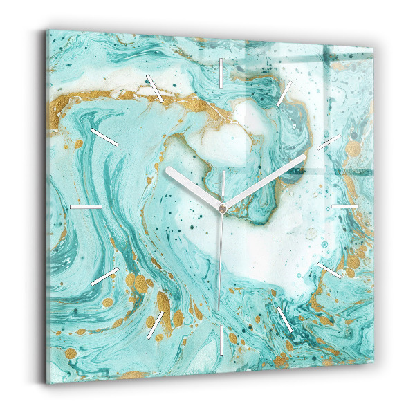 Square glass wall clock Marble texture