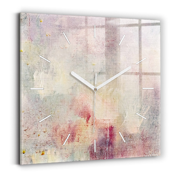 Square glass wall clock Painted abstraction