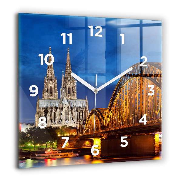Square glass wall clock Bridge in Germany